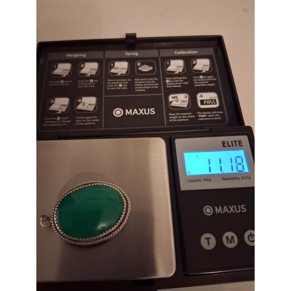 Native American Navajo Green Onyx Pendant Signed WL Vintage Sterling Silver - Picture 7 of 11